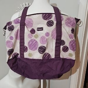Thirty-One Purple and Cream Large Weekender Bag